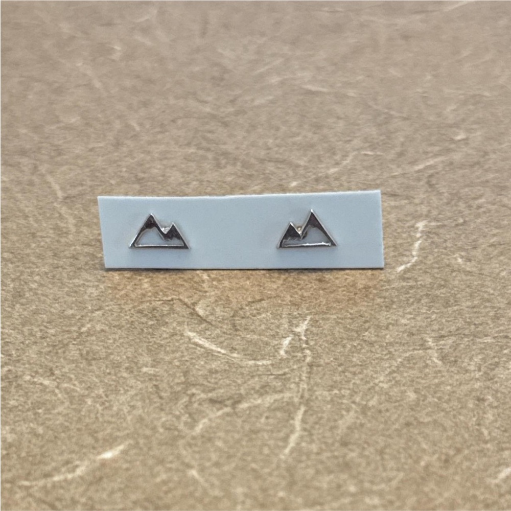 Silver mountain triangle earrings